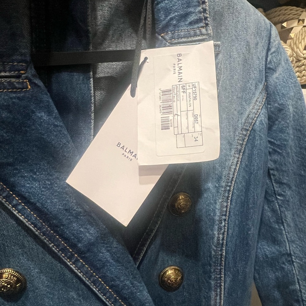 NWT Balmain Women's Classic Blue Denim Jumpsuit XS - Picture 7 of 13